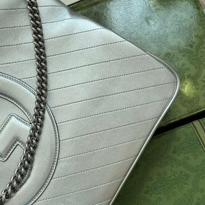 Gucci 751516 Blondie Medium Tote bag in Silver leather - Default Title - View 7