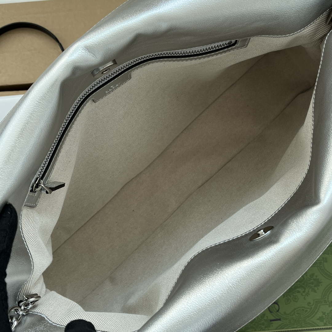 Gucci 751516 Blondie Medium Tote bag in Silver leather - Default Title - View 8
