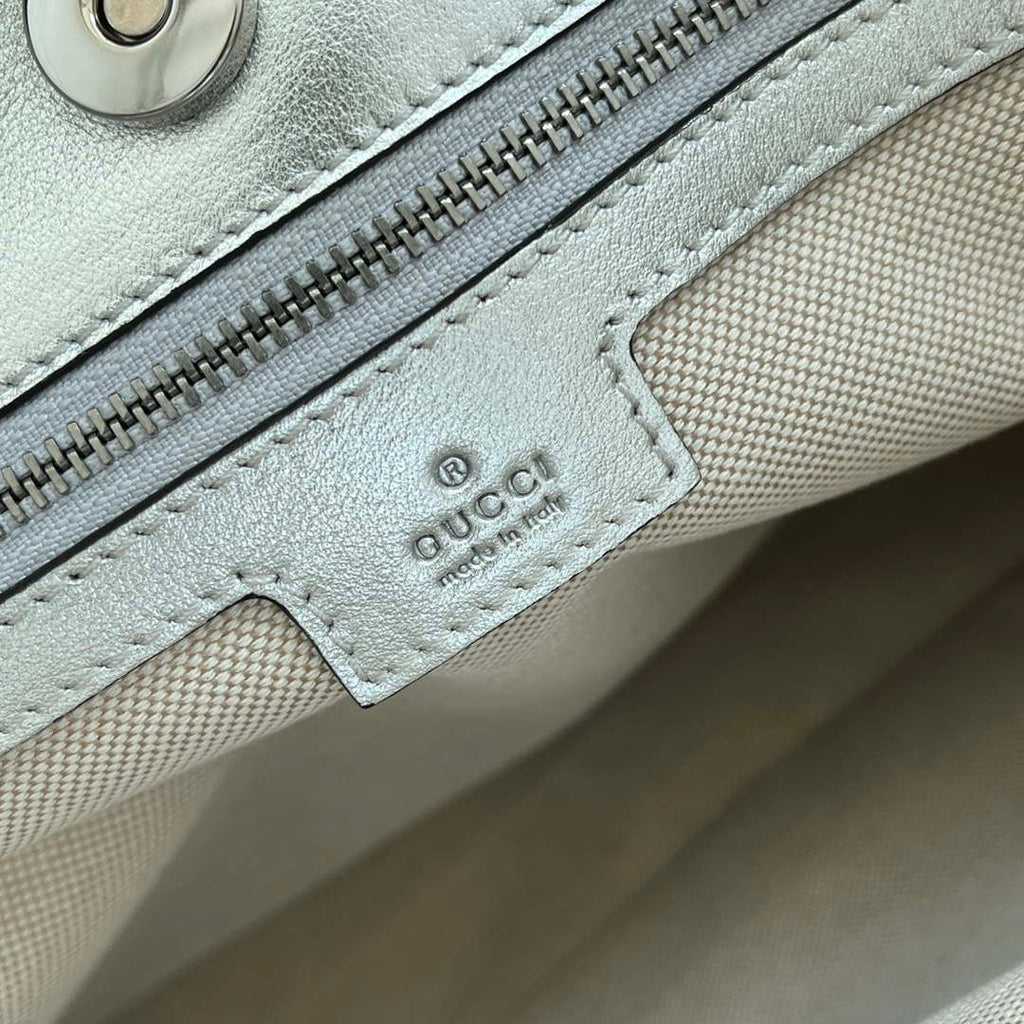 Gucci 751516 Blondie Medium Tote bag in Silver leather