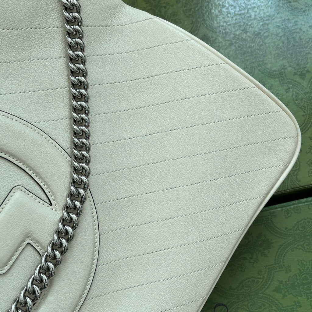 Gucci 751516 Blondie Medium Tote bag in White leather