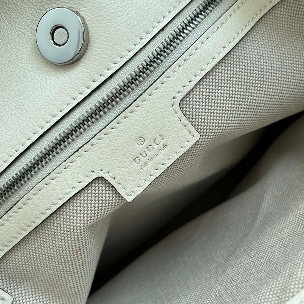 Gucci 751516 Blondie Medium Tote bag in White leather