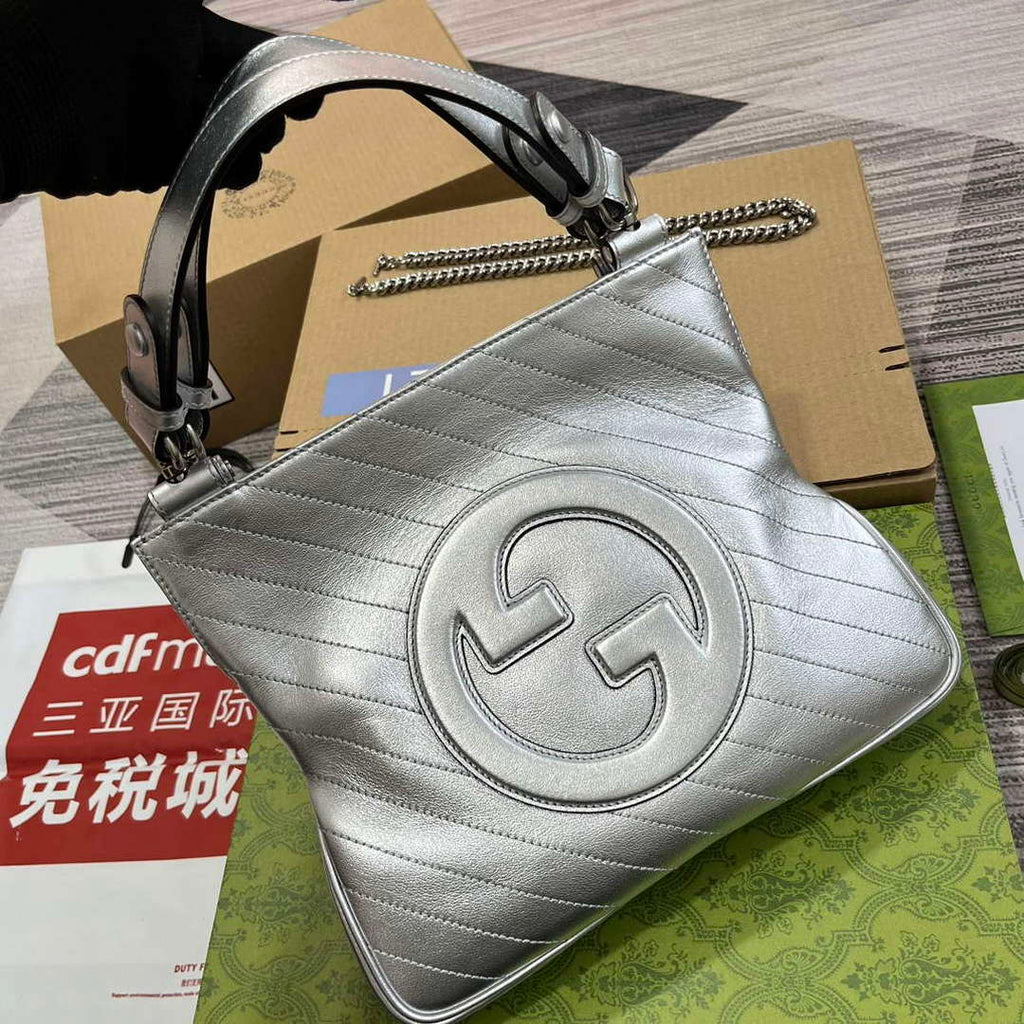 Gucci 751518 Gucci Blondie Small Tote Bag Silver