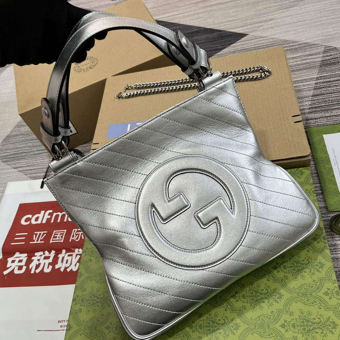 Gucci 751518 Gucci Blondie Small Tote Bag Silver - Default Title - View 4