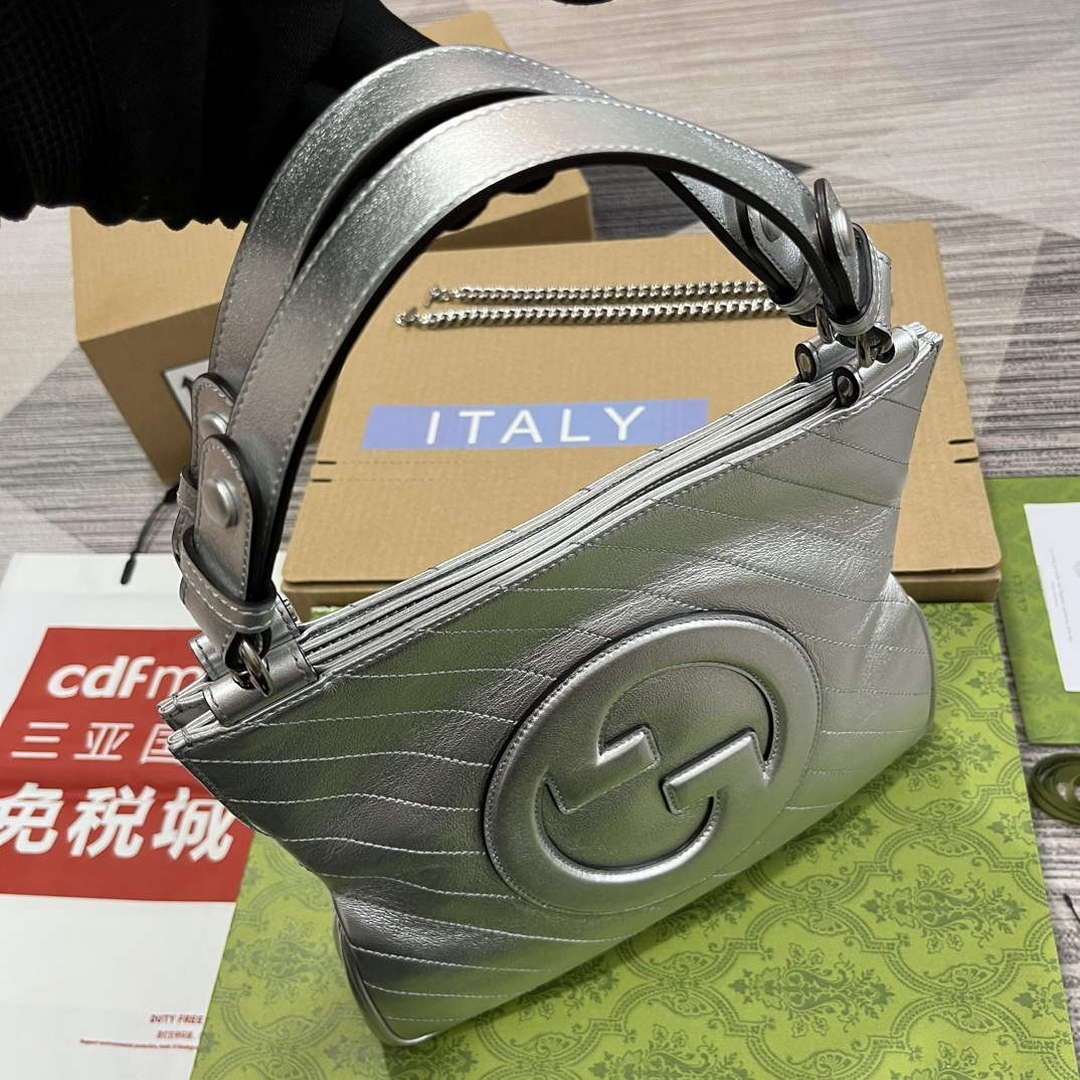 Gucci 751518 Gucci Blondie Small Tote Bag Silver - Default Title - View 7