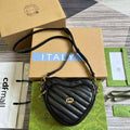 Gucci 751628 Interlocking G Mini Heart Shoulder Bag Black - Default Title - View 1