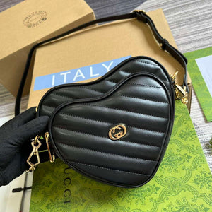 Gucci 751628 Interlocking G Mini Heart Shoulder Bag Black - Default Title - View 4