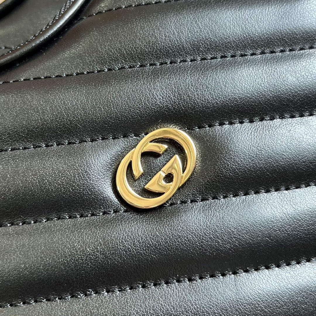 Gucci 751628 Interlocking G Mini Heart Shoulder Bag Black