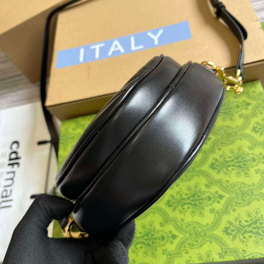 Gucci 751628 Interlocking G Mini Heart Shoulder Bag Black