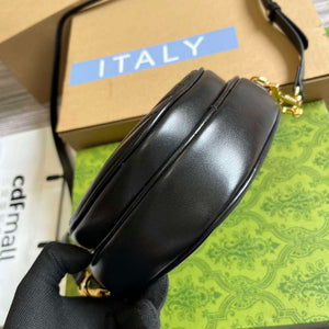 Gucci 751628 Interlocking G Mini Heart Shoulder Bag Black - Default Title - View 6