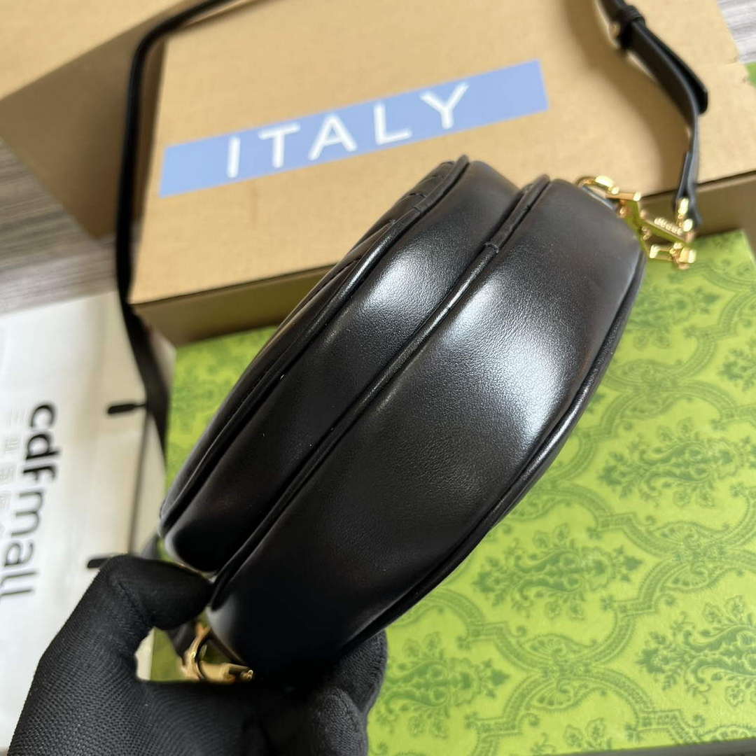 Gucci 751628 Interlocking G Mini Heart Shoulder Bag Black