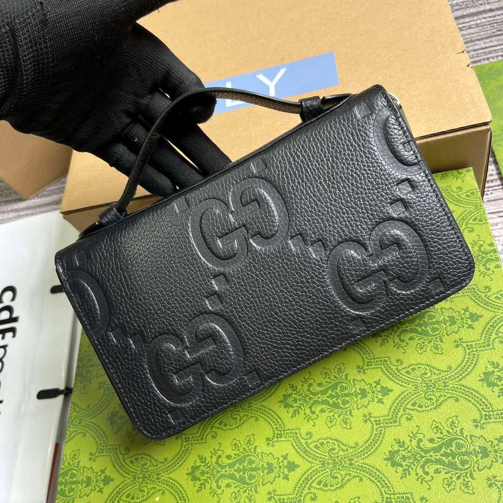 Gucci 751760 Jumbo GG Travel Document Case Black