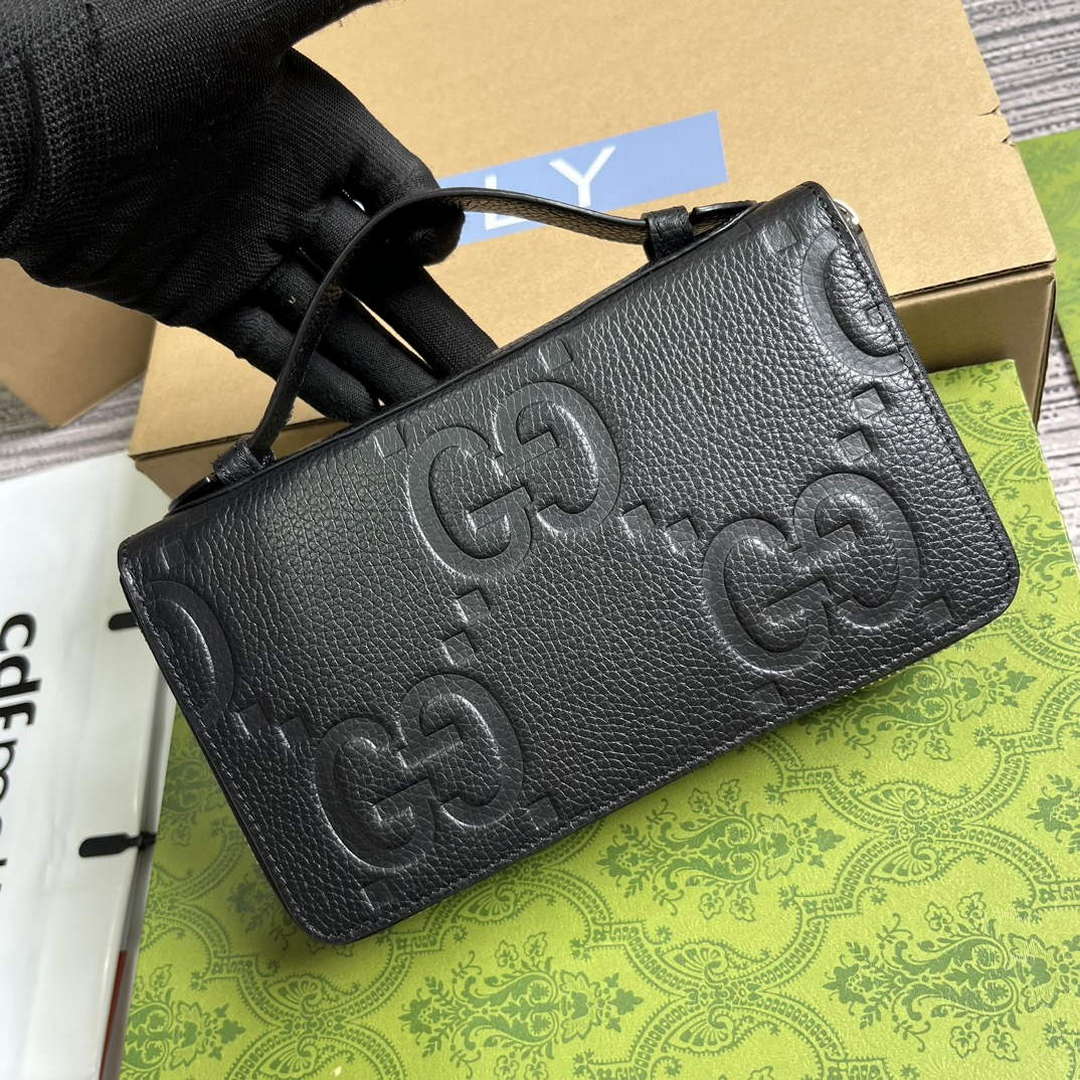 Gucci 751760 Jumbo GG Travel Document Case Black