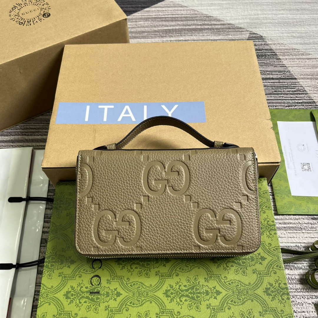 Gucci 751760 Jumbo GG Travel Document Case Grey - Default Title - View 1