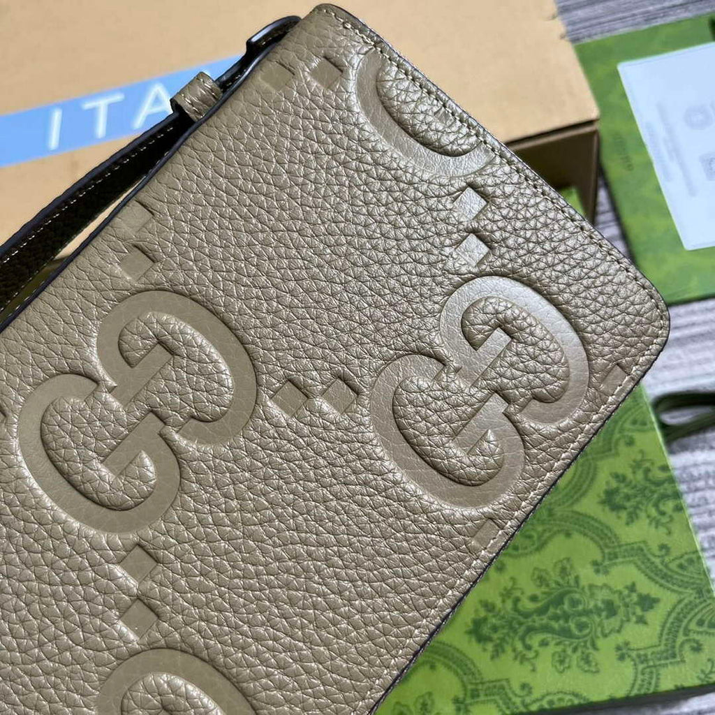 Gucci 751760 Jumbo GG Travel Document Case Grey