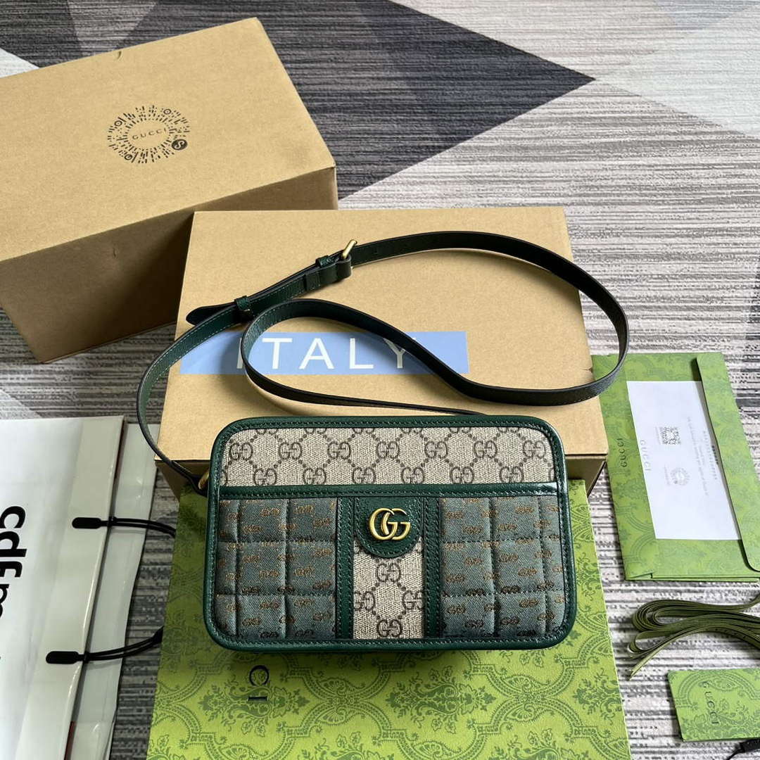 Gucci 751914 Mini GG Canvas Mini Shoulder Bag Green - Default Title - View 1