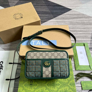 Gucci 751914 Mini GG Canvas Mini Shoulder Bag Green - Default Title - View 1
