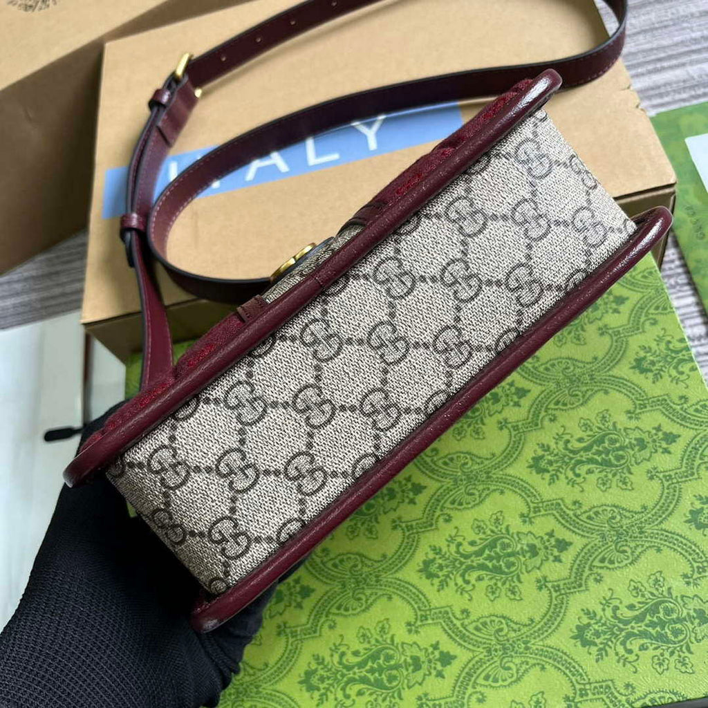 Gucci 751914 Mini GG Canvas Mini Shoulder Bag Red