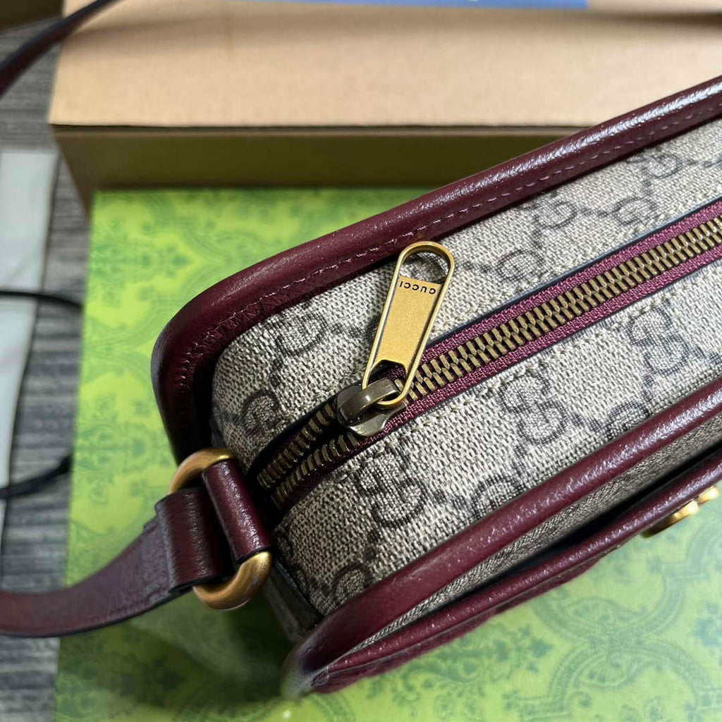 Gucci 751914 Mini GG Canvas Mini Shoulder Bag Red