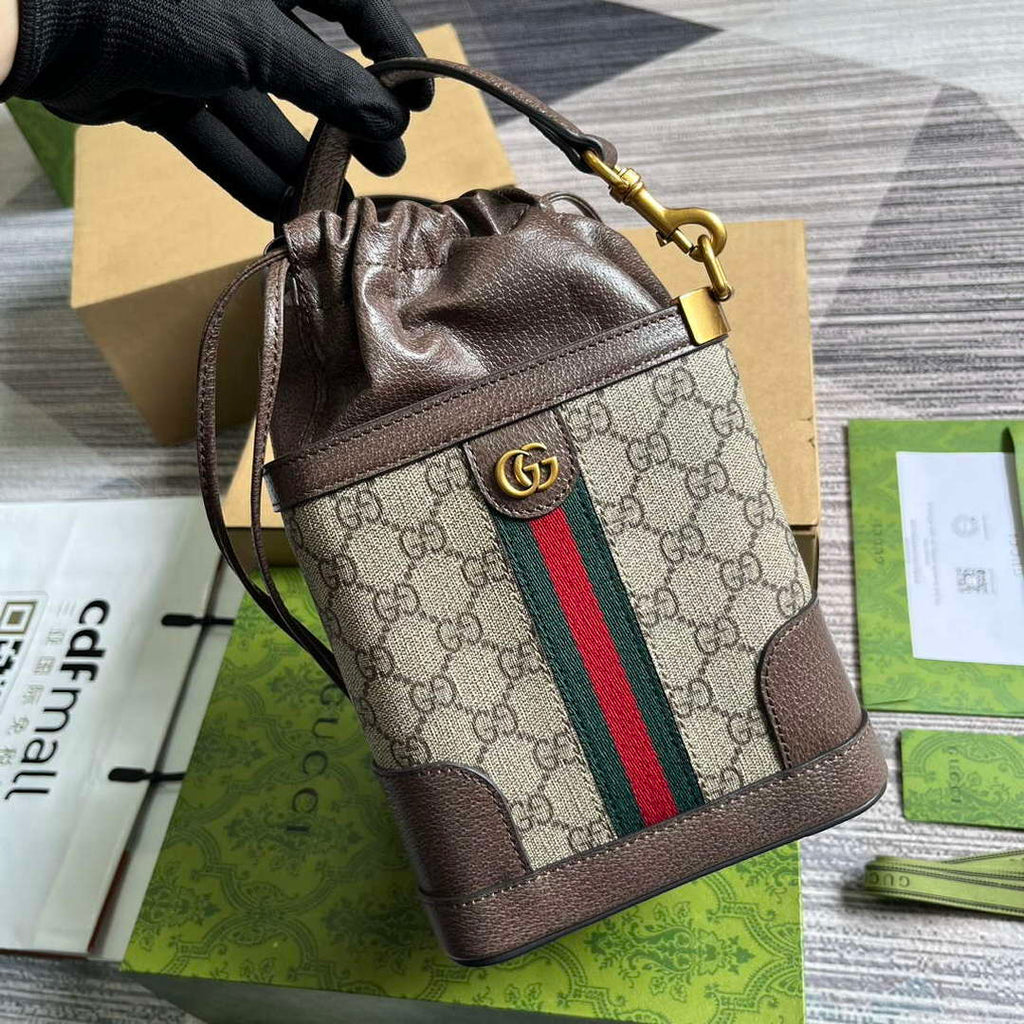 Gucci 752583 Ophidia GG Bucket Bag Brown