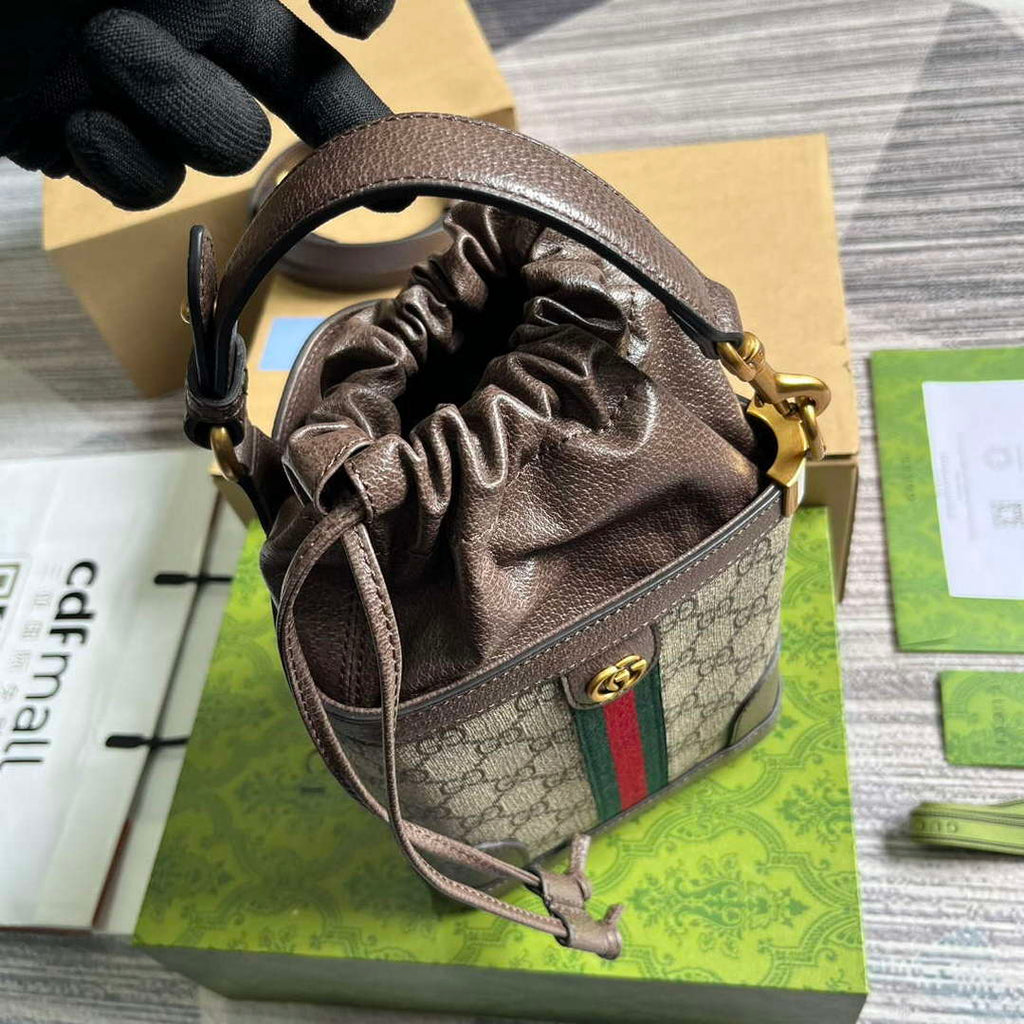 Gucci 752583 Ophidia GG Bucket Bag Brown