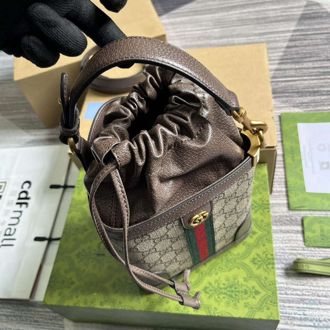 Gucci 752583 Ophidia GG Bucket Bag Brown