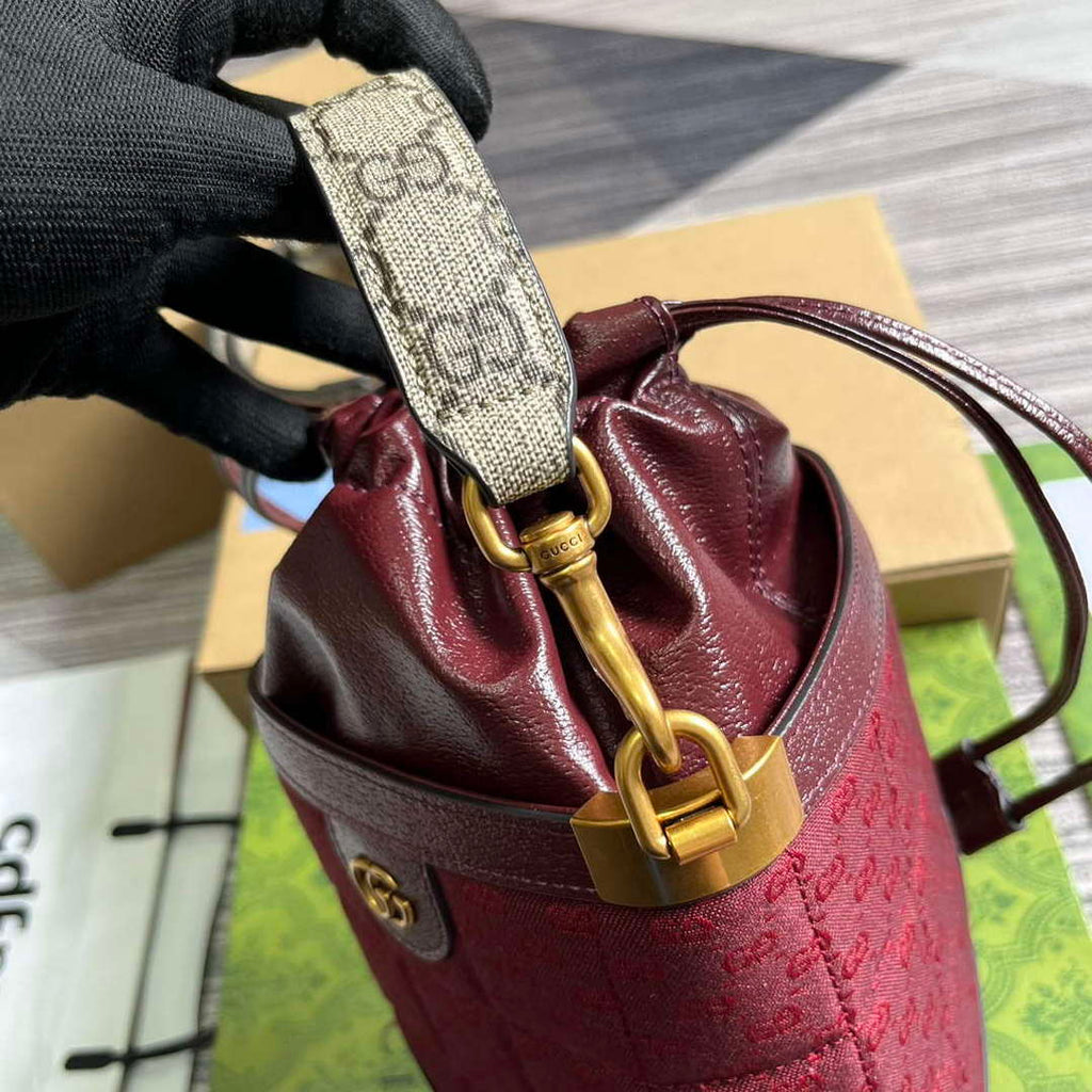 Gucci 752583 Ophidia GG Bucket Bag Red