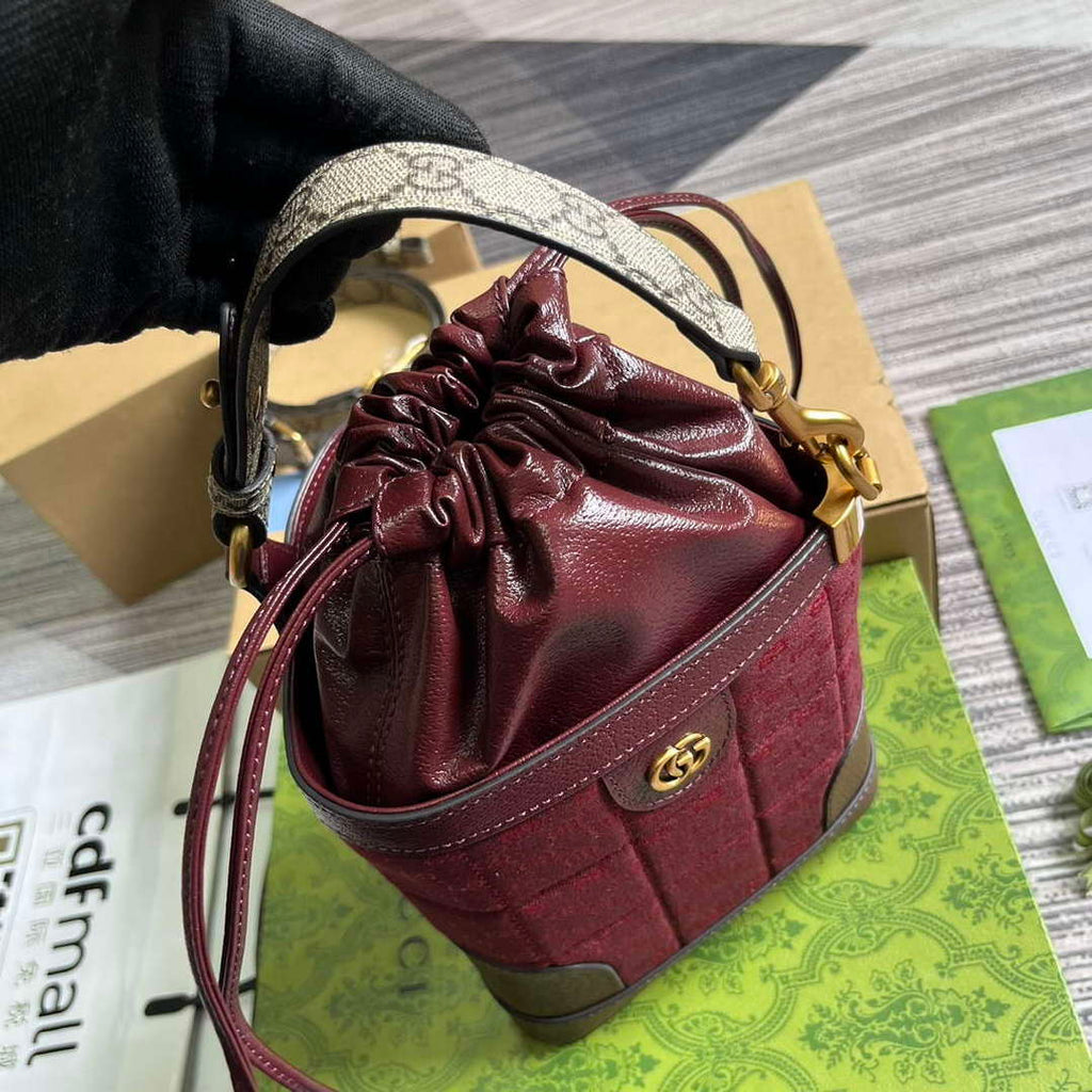 Gucci 752583 Ophidia GG Bucket Bag Red