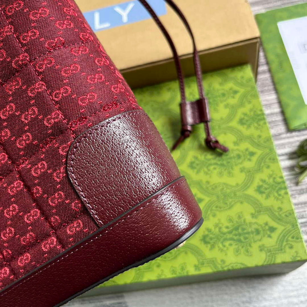 Gucci 752583 Ophidia GG Bucket Bag Red