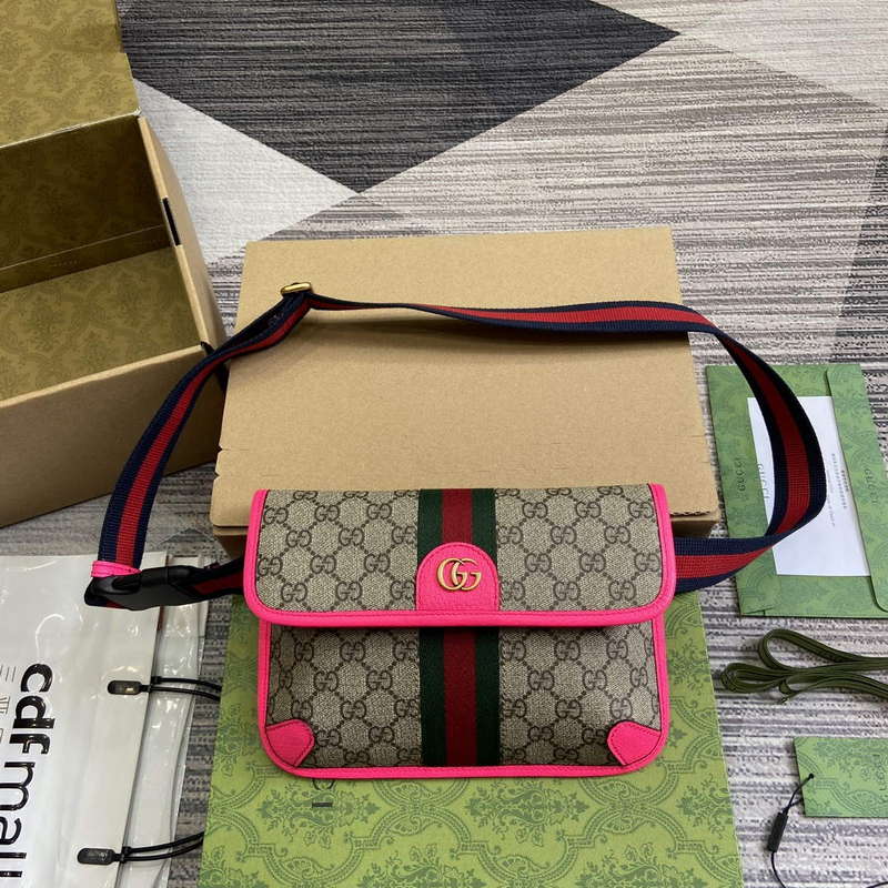 Gucci 752597 Ophidia GG Small Belt Bag Rose red - Default Title - View 1