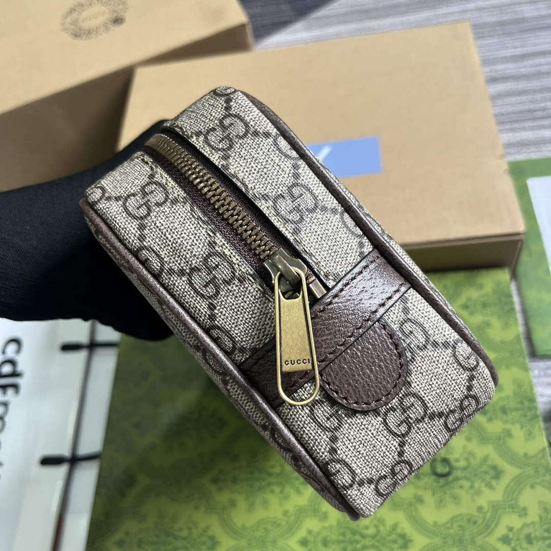 Gucci 760019 Gucci Savoy Toiletry Case With Web Brown - Default Title - View 3