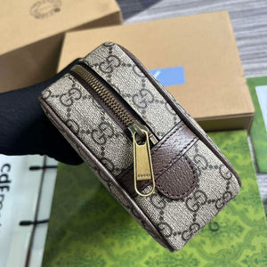 Gucci 760019 Gucci Savoy Toiletry Case With Web Brown - Default Title - View 3
