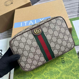 Gucci 760019 Gucci Savoy Toiletry Case With Web Brown - Default Title - View 4