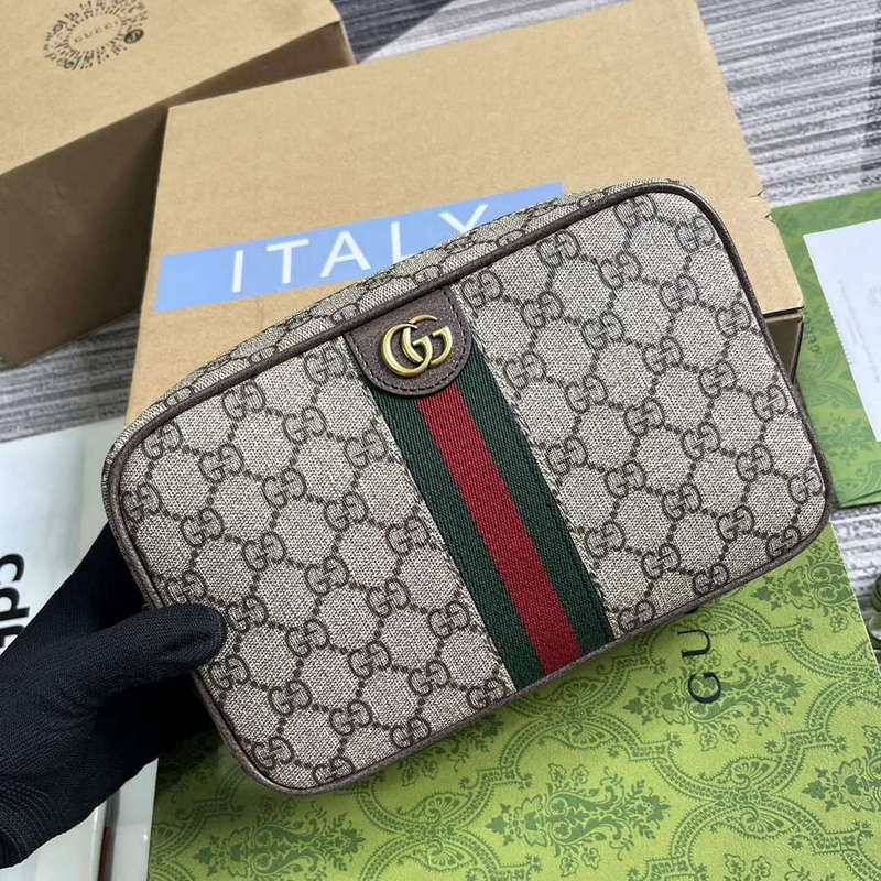 Gucci 760019 Gucci Savoy Toiletry Case With Web Brown - Default Title - View 4