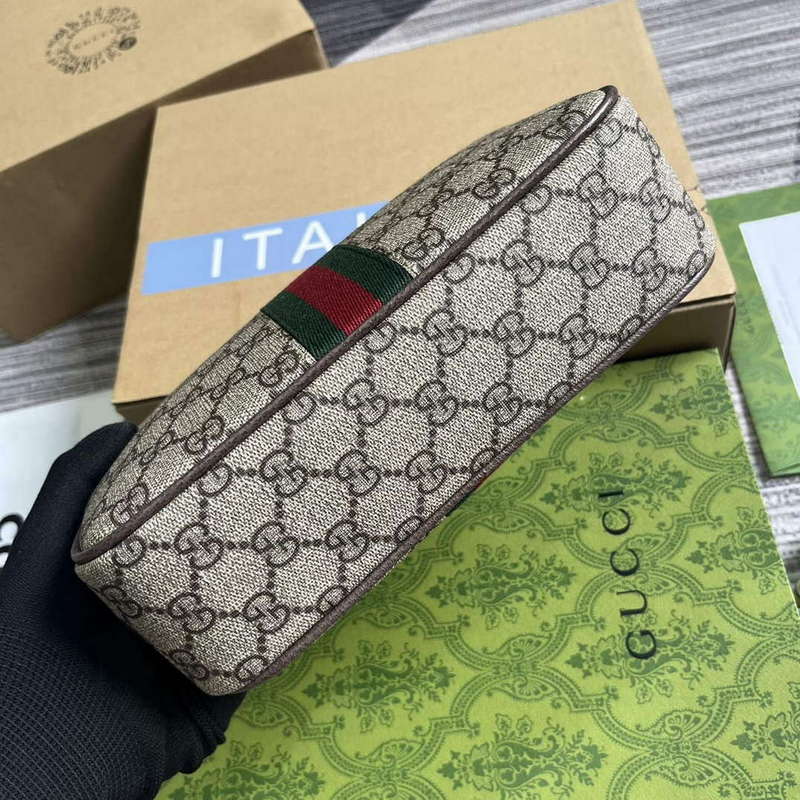 Gucci 760019 Gucci Savoy Toiletry Case With Web Brown