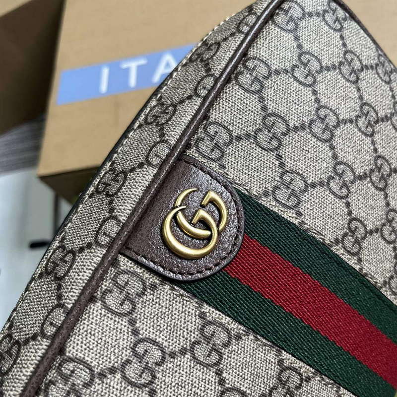 Gucci 760019 Gucci Savoy Toiletry Case With Web Brown