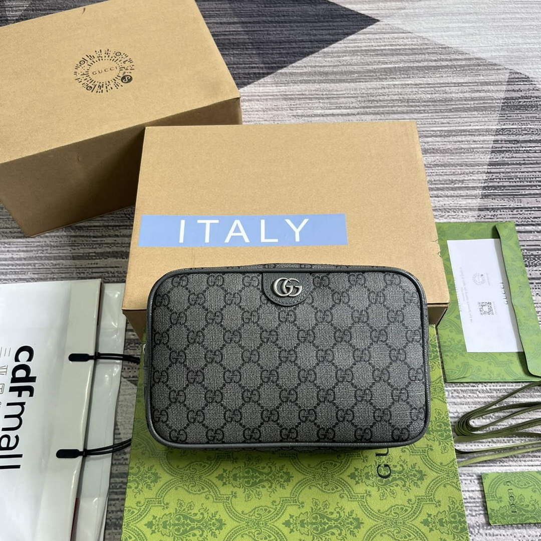 Gucci 760019 Ophidia GG Toiletry Case Bag Grey - Default Title - View 1