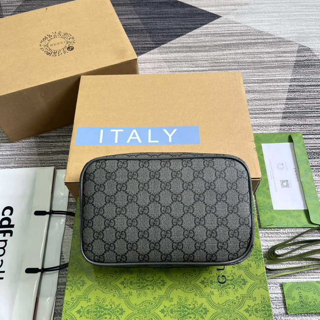 Gucci 760019 Ophidia GG Toiletry Case Bag Grey