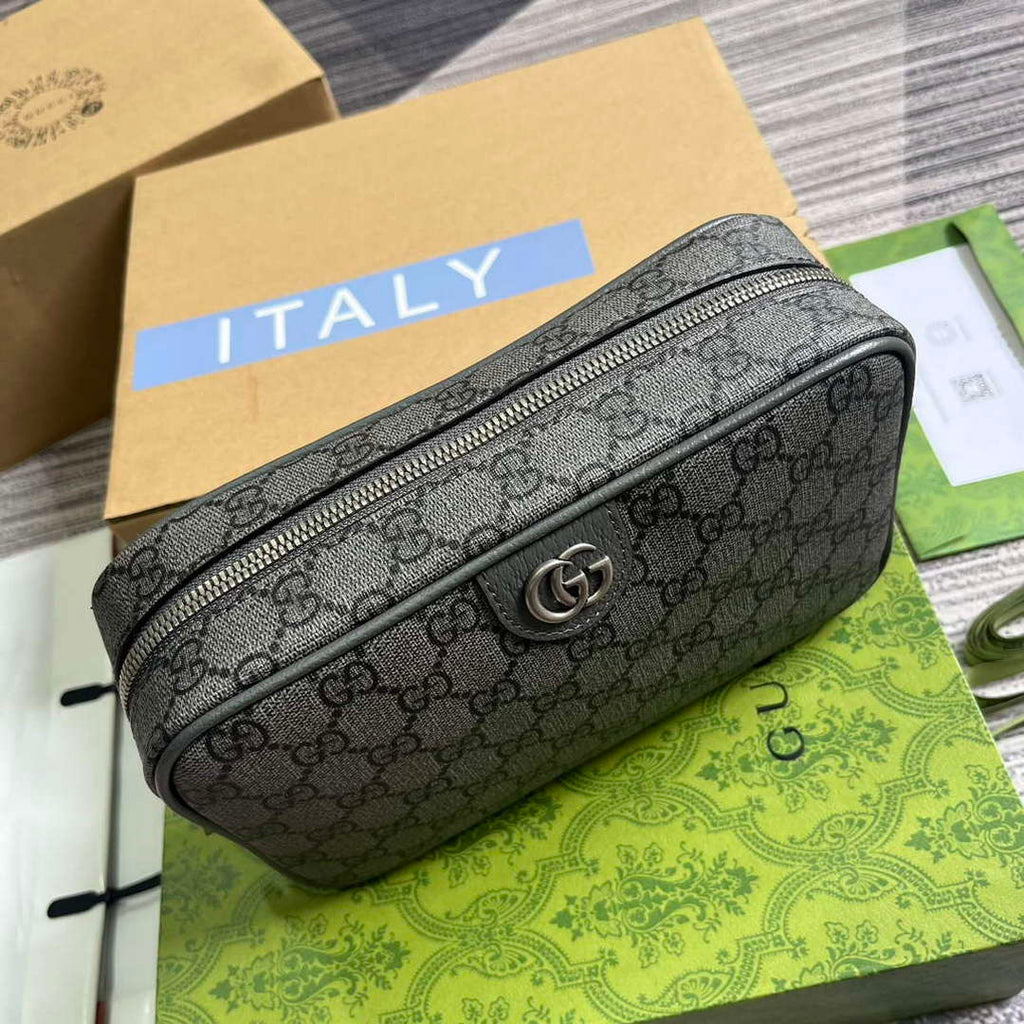 Gucci 760019 Ophidia GG Toiletry Case Bag Grey