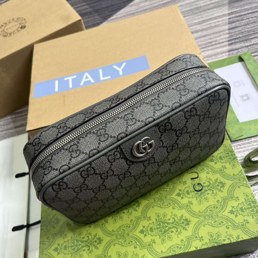 Gucci 760019 Ophidia GG Toiletry Case Bag Grey