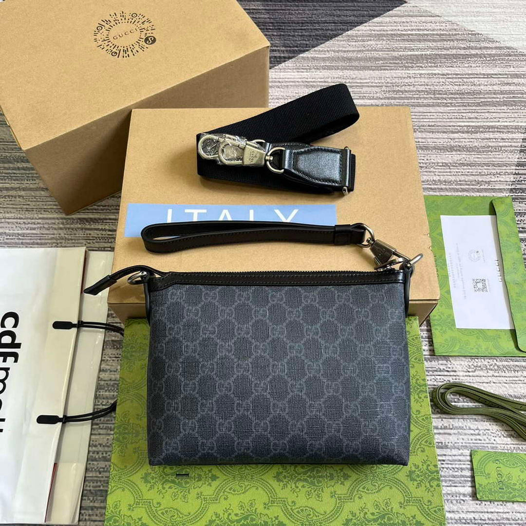 Gucci 760021 Messenger Bag With Interlocking G Black