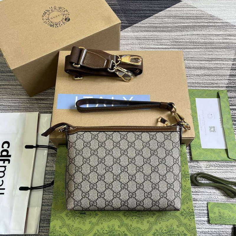Gucci 760021 Messenger Bag With Interlocking G Brown - Default Title - View 2