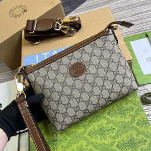 Gucci 760021 Messenger Bag With Interlocking G Brown - Default Title - View 3