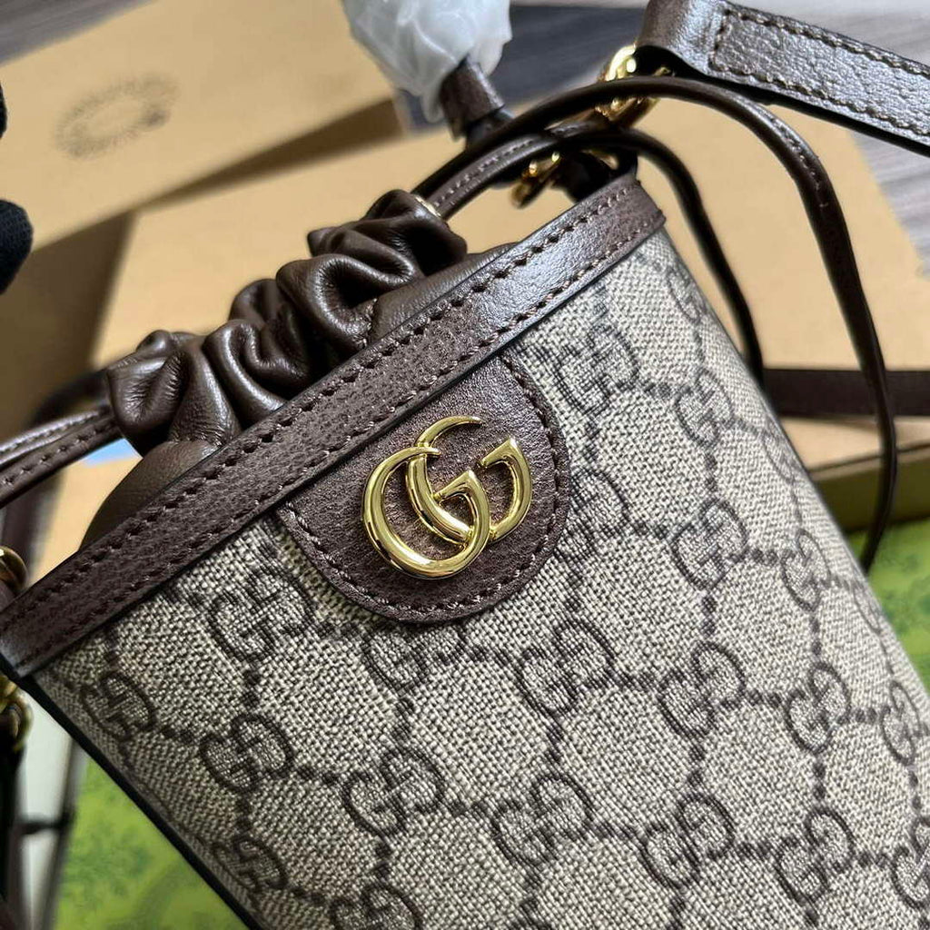 Gucci 760199 Ophidia Mini Bucket Bag Brown