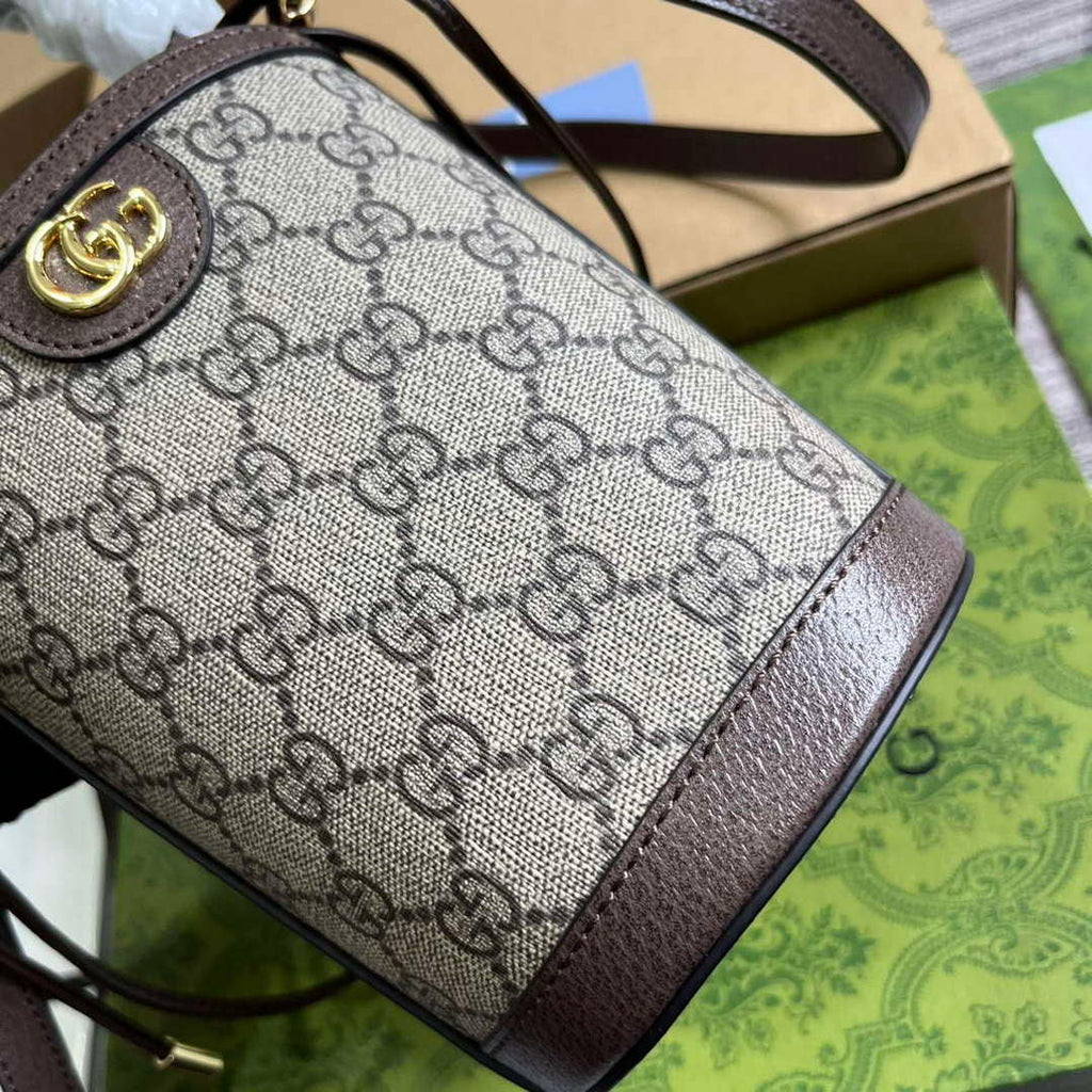 Gucci 760199 Ophidia Mini Bucket Bag Brown