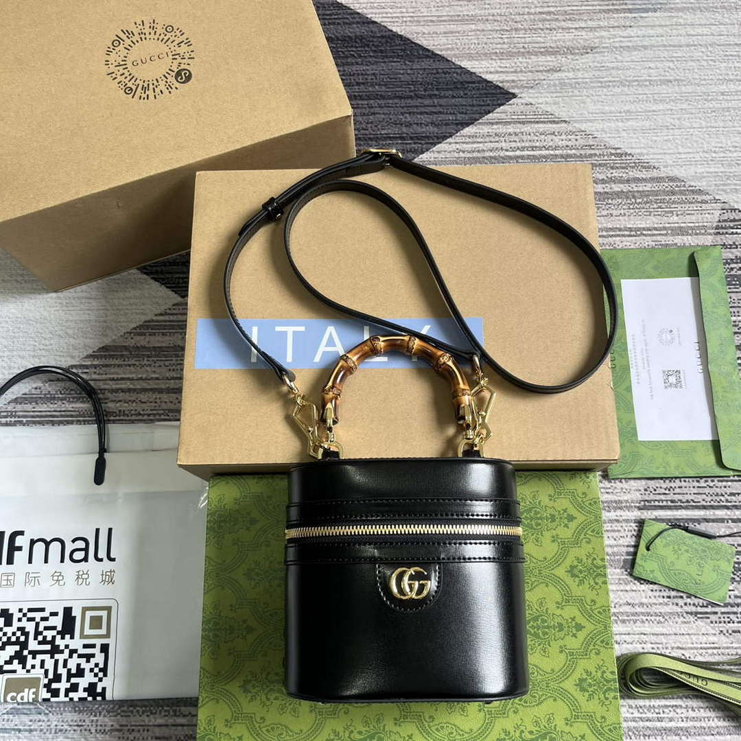 Gucci 760200 Mini Bamboo Shoulder Bag Black - Default Title - View 1