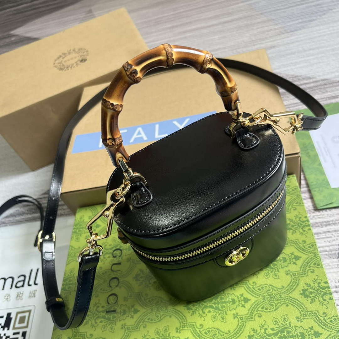 Gucci 760200 Mini Bamboo Shoulder Bag Black - Default Title - View 7