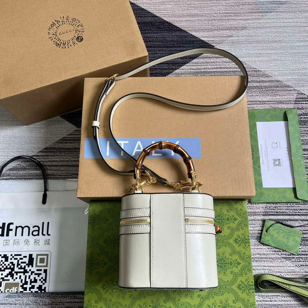 Gucci 760200 Mini Bamboo Shoulder Bag White