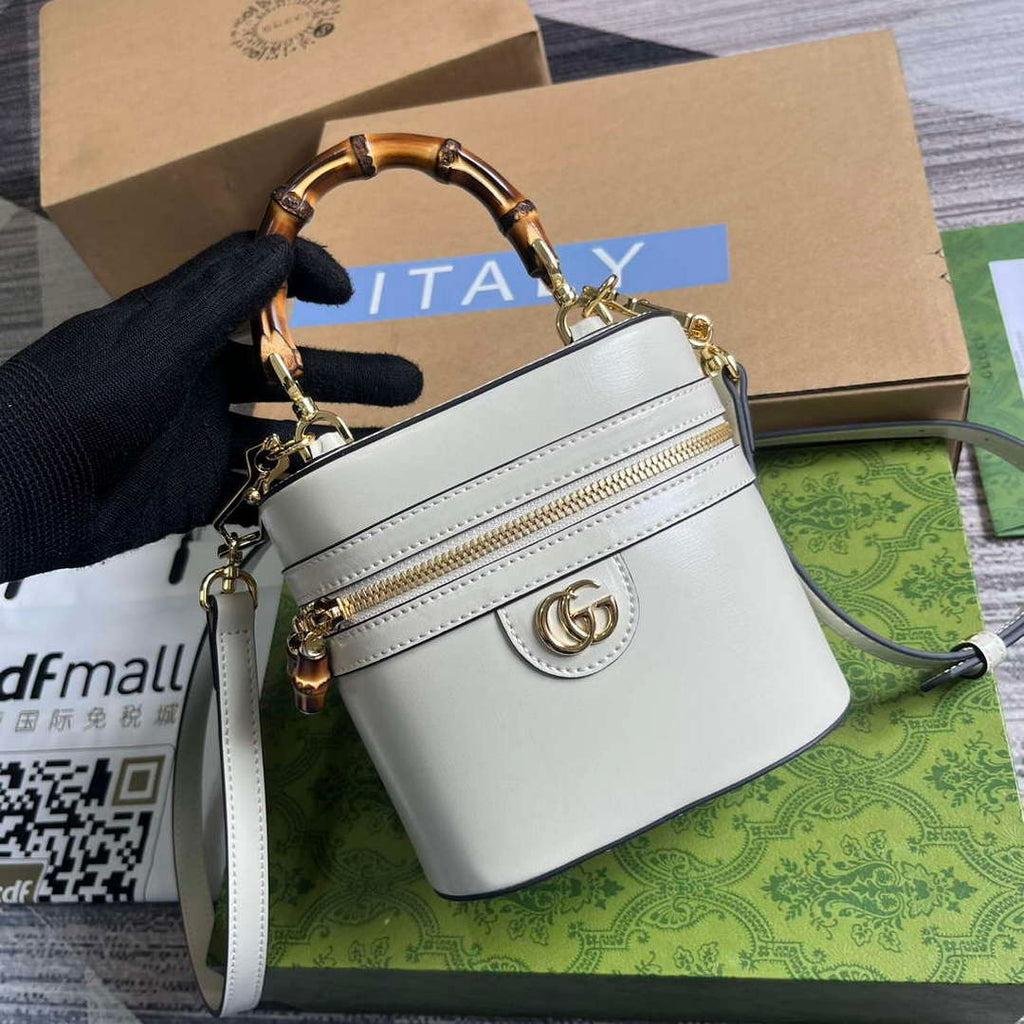 Gucci 760200 Mini Bamboo Shoulder Bag White