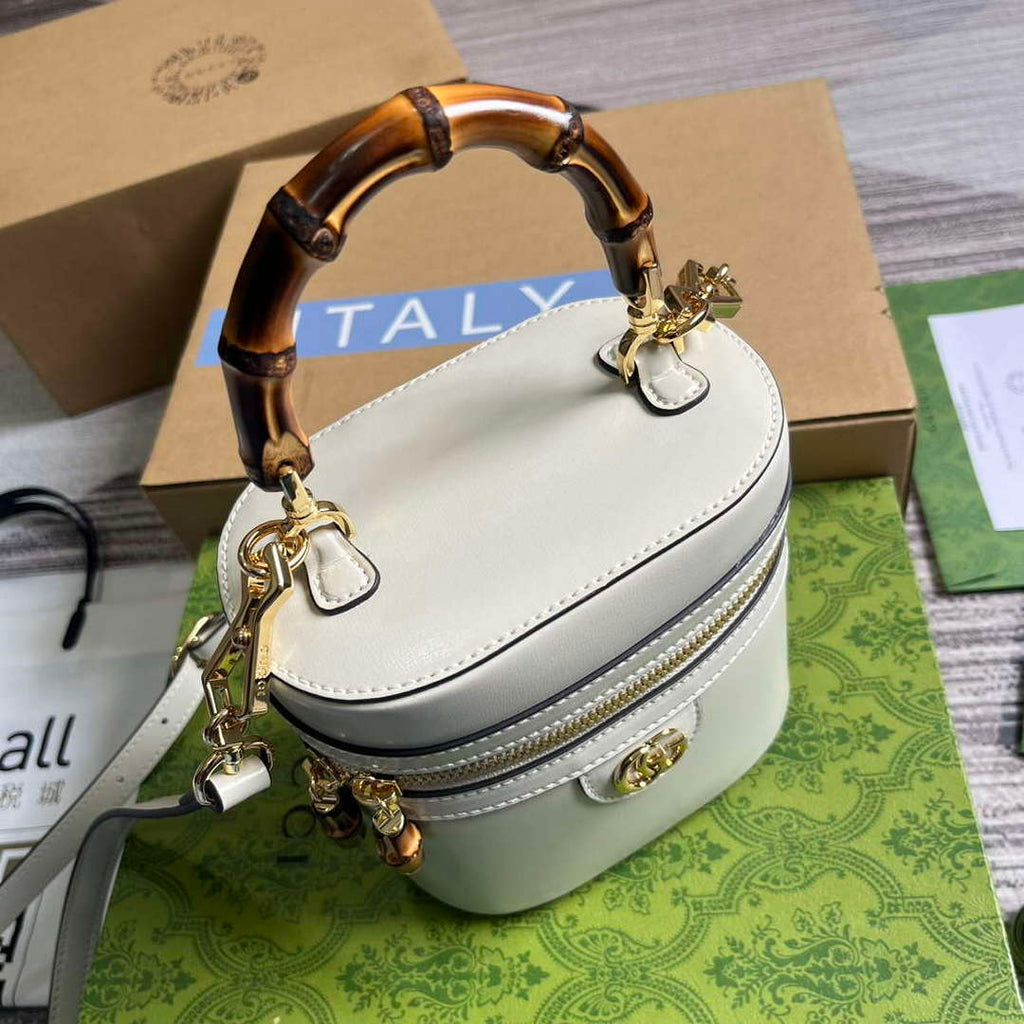 Gucci 760200 Mini Bamboo Shoulder Bag White