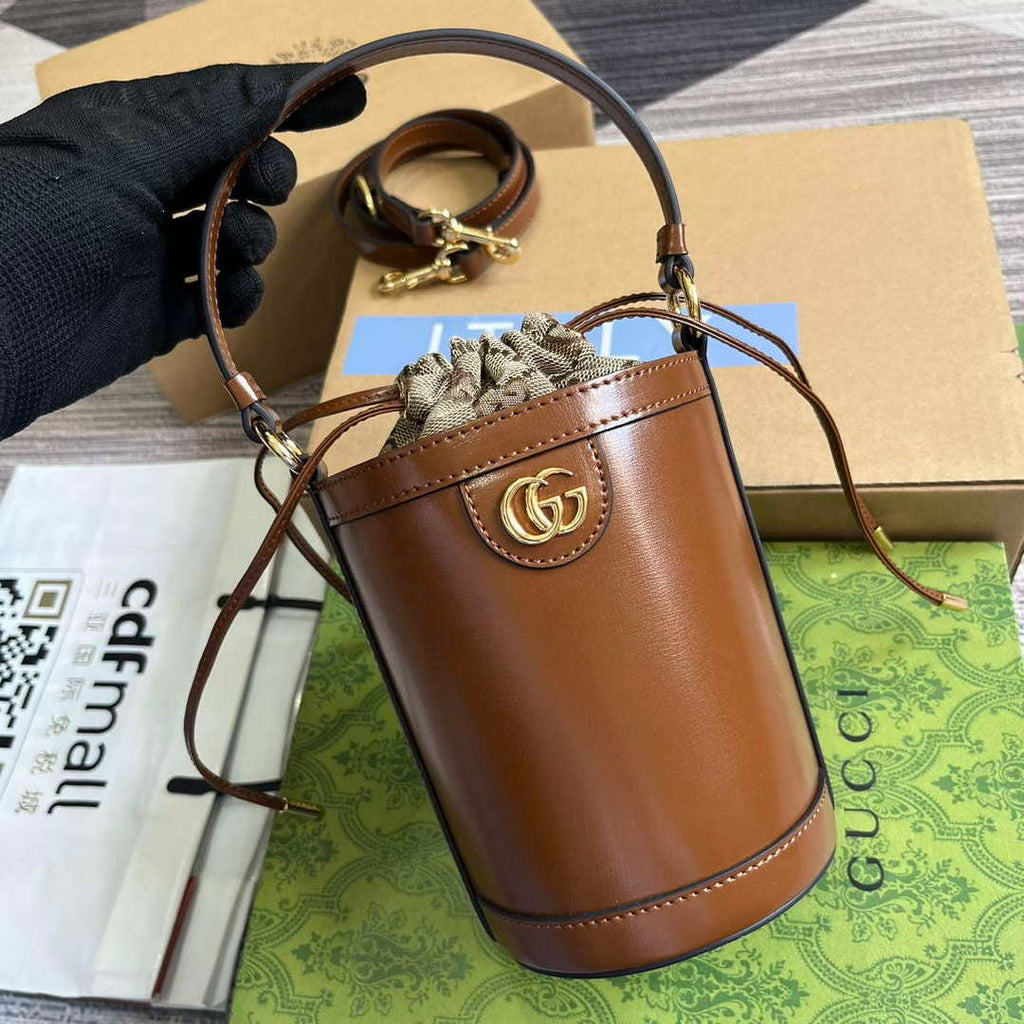 Gucci 760201 Ophidia Mini Bucket Bag Brown